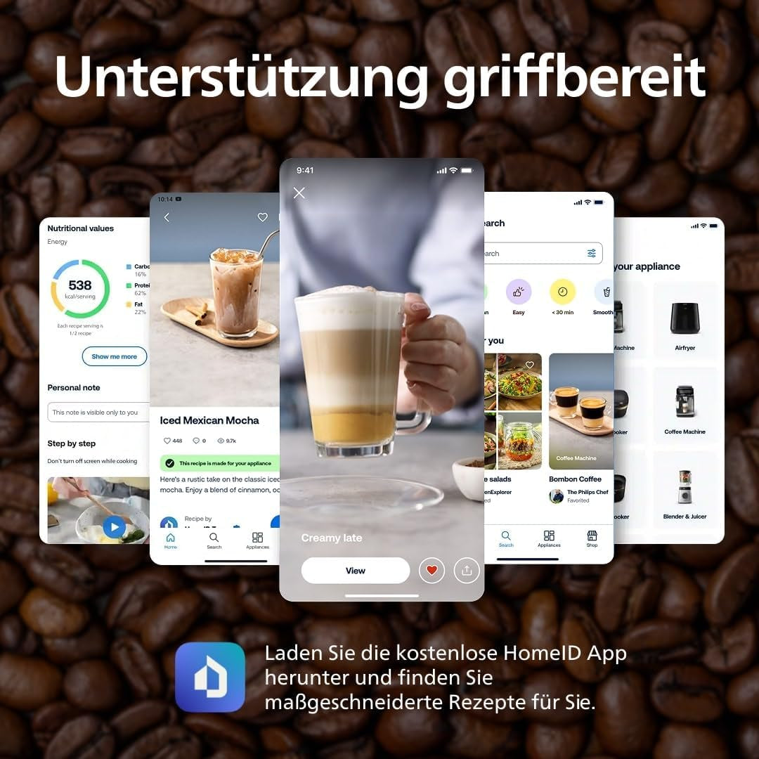 PHILIPS automatisk espressomaskin 2200-serien - 2 kaffespecialiteter, pekskärm, klassisk mjölkskummare, keramisk kvarn, mattsvart (EP2220/10)