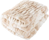Lavish Home Oversized Gerüschte fuskpälsfilt, 152,4 X 203,2 cm, jacquard fuskpäls, queen size-kast för sängar och soffor, grå sängar och filtar Lavish Home Cream