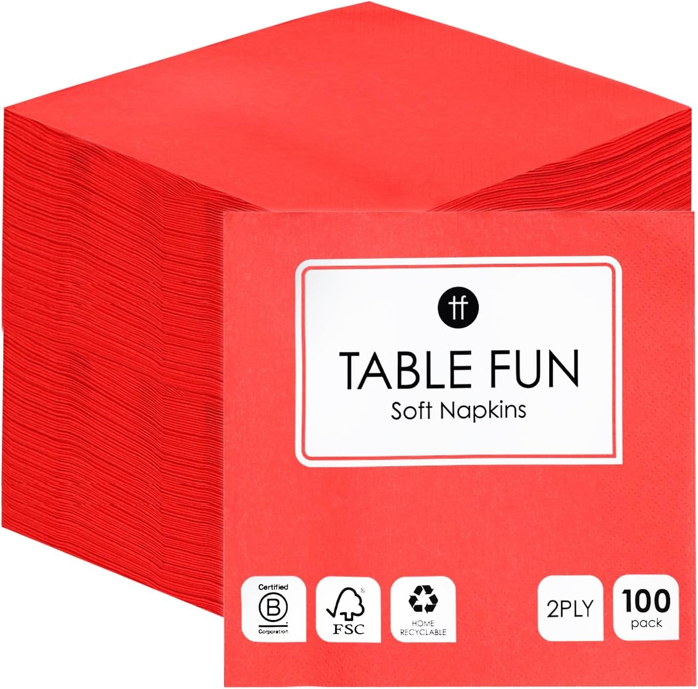 Table Kind 100 White Soft Napkins in Bulk, High Quality Napkins for Party, Catering and Daily Use, FSC, Sustainable and Recyclable, Made in EU | 2Ply | 33 cm