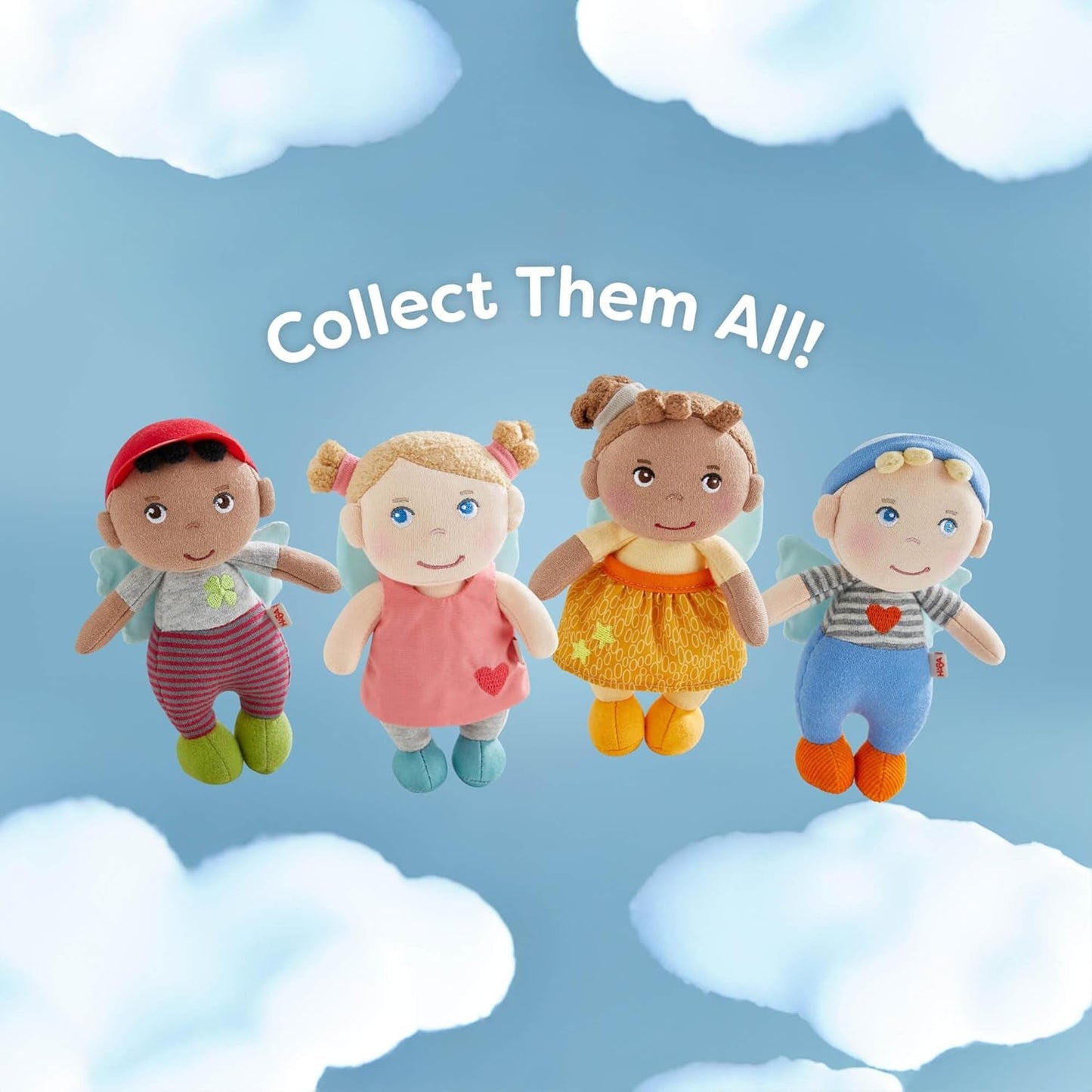 HABA Guardian Angel Lore - Fluffig textildocka (15 cm), perfekt välkomstpresent för spädbarn och småbarn - Tvättbar i 30 °C - 2011870001