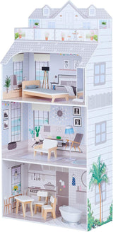 Teamson Kids Olivia's Little World Giant Dollhouse med möbler och tillbehör, dockhus i trä, 3-vånings lekset för 30 cm dockor, åldrar 3+