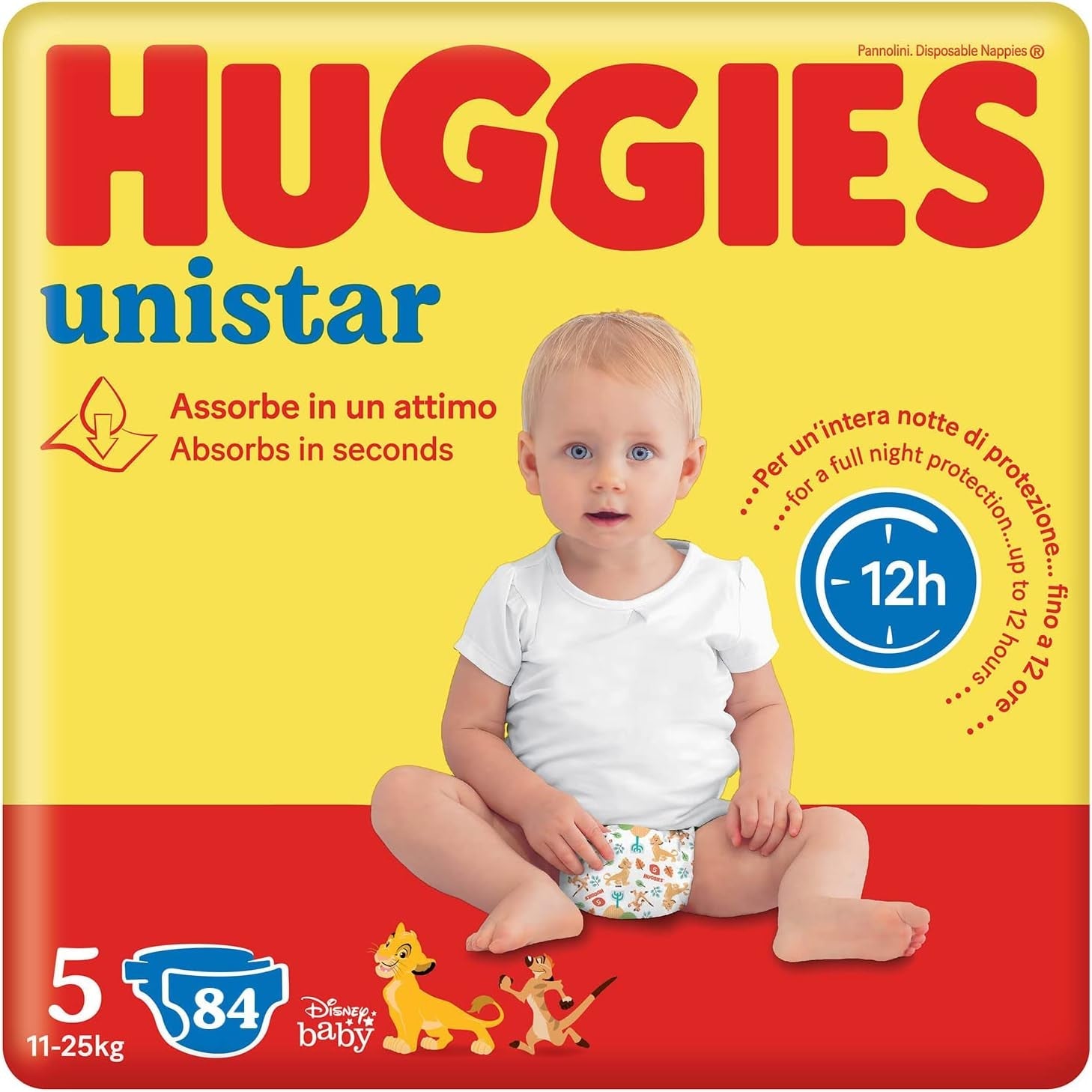Huggies Unistar blöjor, storlek 4 (7-14 kg), förpackning med 128 blöjor (basic)