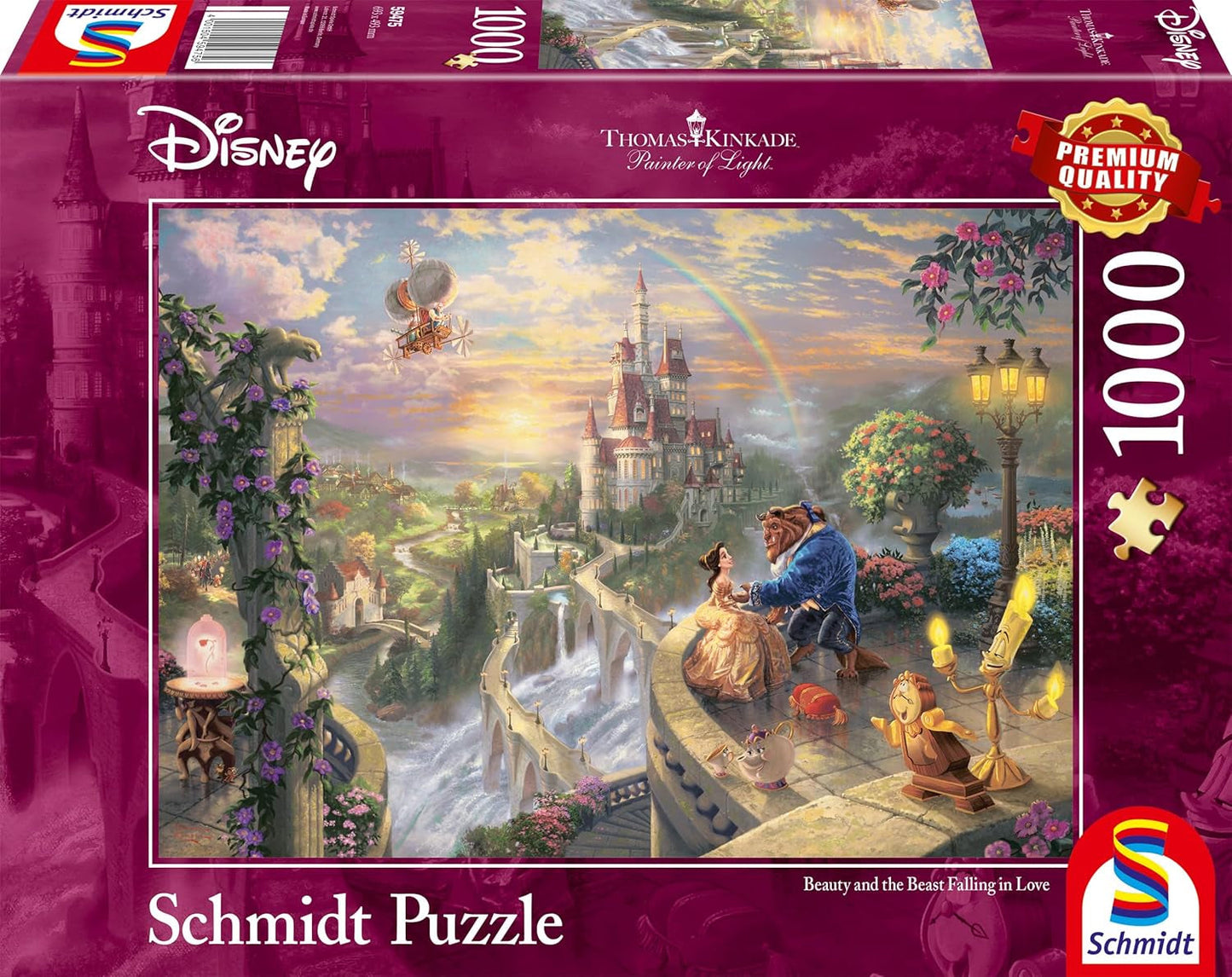 Schmidt Spiele Pussel 59475 - Thomas Kinkade, Disneys skönhet och odjuret, 1 000 pusselbitar [Amazon Exclusive] Pussel Naty Shop Standardtitel