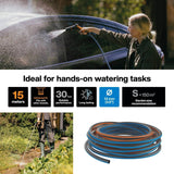 Fiskars S Trädgårdsslang, Serie X, Vattenslang för manuell bevattning, 13mm (1/2"), Längd: 15m, Universalanslutning, UV-skydd, Frostskydd, Vridbeständig, Blå, 1076044