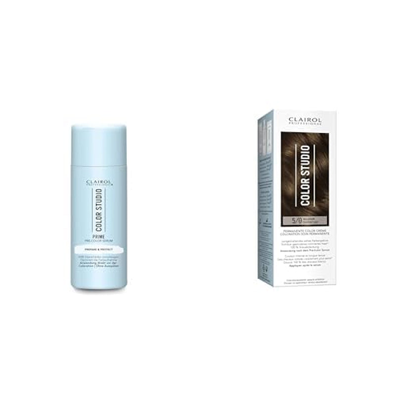 Color Studio Hårfärgsuppsättning - Förebyggande av färgskador Hårserum (50 ml) + 5/0 Ljusbrun hårfärg (110 ml) - med metallrenare för 6x mindre håravbrott Naty Shop Hårfärg Standardtitel