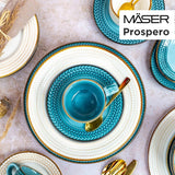 Prospero Premium kaffeservis för 4, restaurangkvalitet, modern kaffeservering i 12 delar i unik vintagestil, slitstarkt porslin, blått