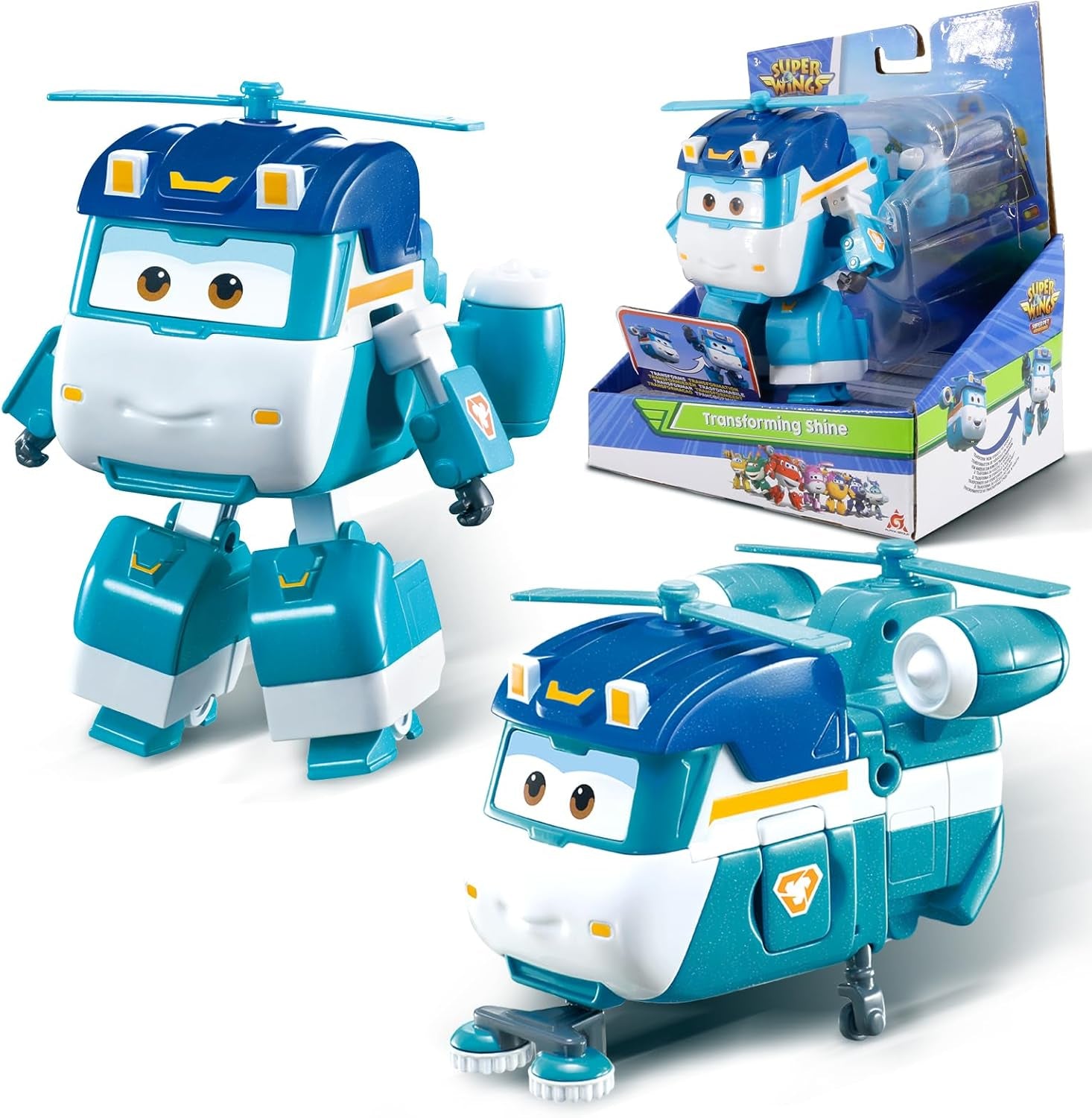 Super Wings 5" Transforming Characters 2-Pack Transforming Supercharged Jett + Tino Transformer Toy för pojkar och flickor i åldrarna 3+ Röda actionfigurer Naty Shop Glitter
