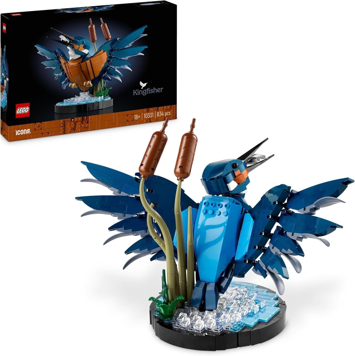 LEGO Icons Kingfisher modellbyggsats för vuxna, fågelfigur för vardagsrum eller kontor, hem- och kontorsdekorationer, present till fågelälskare och ornitologer, kvinnor och män 10331 Byggset Besuche den LEGO-Store Single