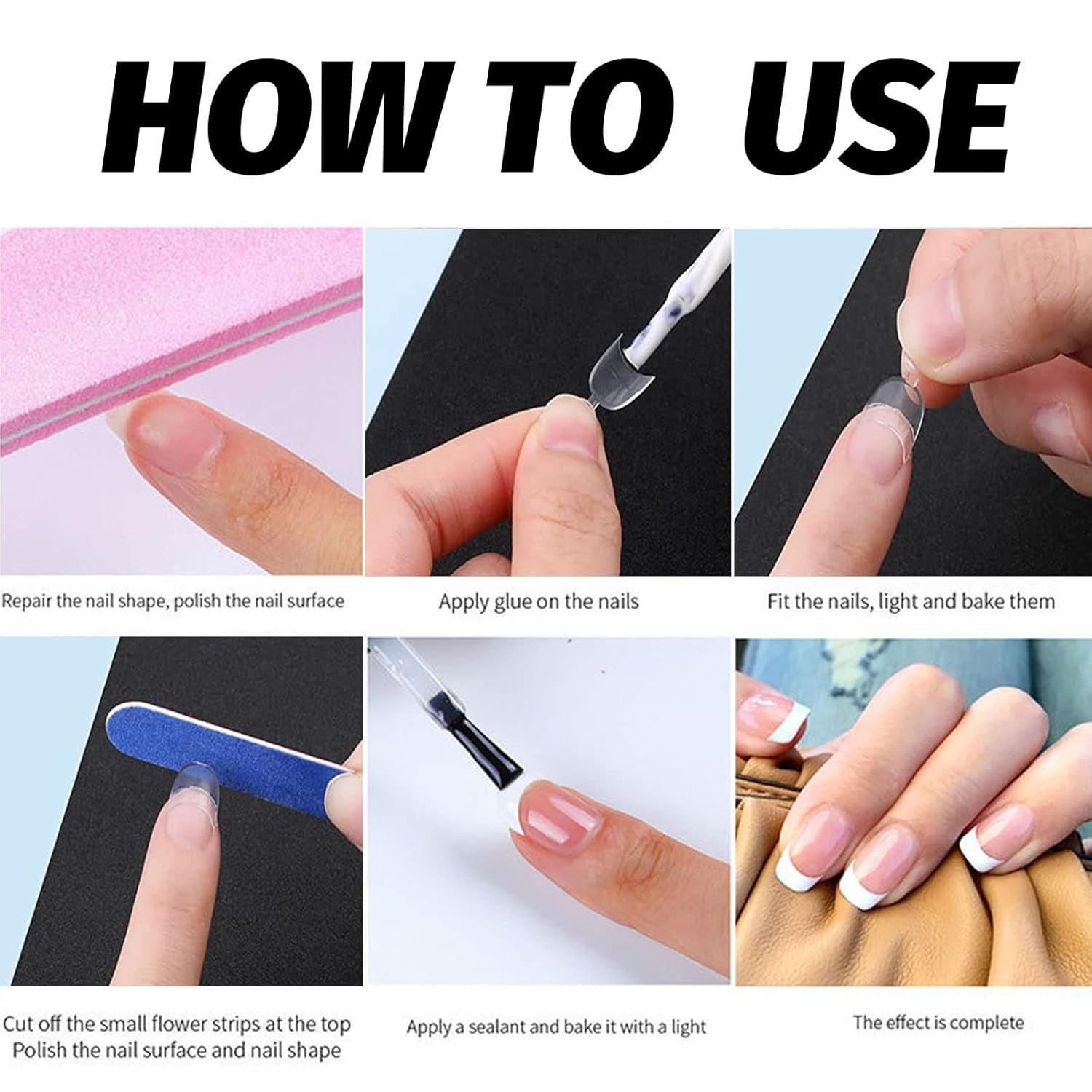 600st Ovala False Nail Tips 12 Storlekar Korta Nageltips Franska Halvtäckande False Nail Tips för Gör-det-själv Nagelsalong Transparent