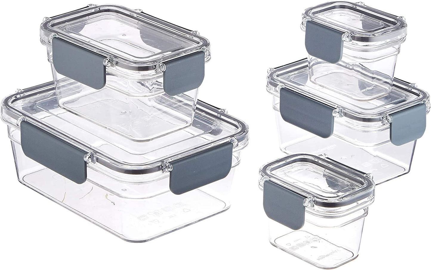 Amazon Basics Tritan keep-fresh burk med förslutning, 11-pack, (11 lådor + 11 lock), klara matförvaringslådor Naty Shop Pack om 10