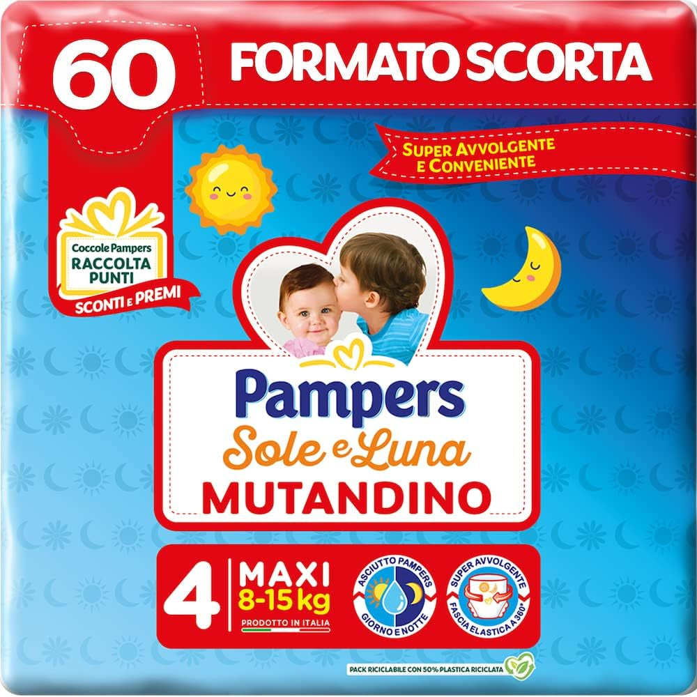 Pampers Sole e Luna Maxi blöja, storlek 4 (8-15 kg), 60 blöjor