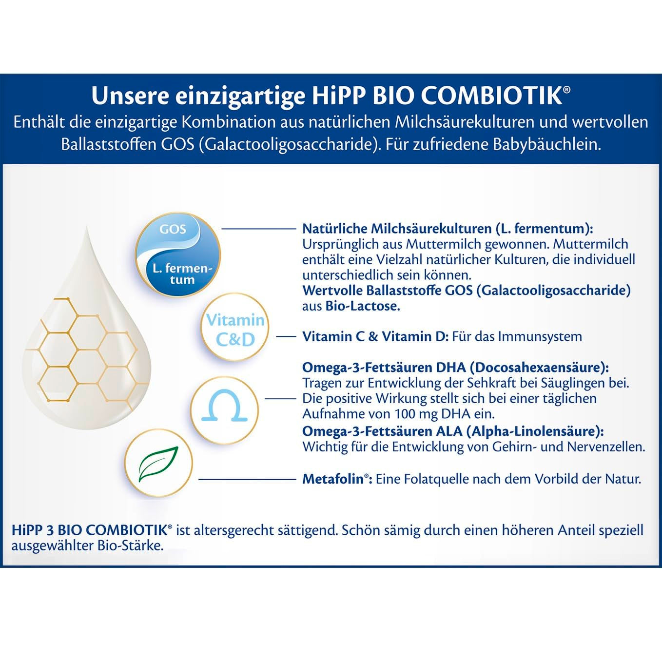 HiPP 3 Organic Combiotik (4 x 600g), tillskottsmjölk från 10 månader, med naturliga kulturer av mjölksyra, vitamin C och D, GOS, Omega-3 (DHA, ALA), av bästa ekologiska kvalitet