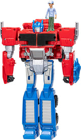 Transformers Earthspark Spin Changer Optimus Prime figur (20 cm) med Robby Malto figur (5 cm), från 6 actionfigurer Naty Shop Single Optimus Prime