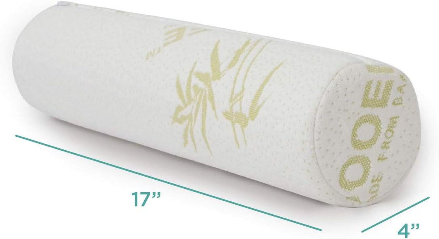 Milliard Visco Foam Neck Roll med tvättbart överdrag, Oeko-Tex Certified, Medium Hårdhet, 10X43cm, Perfekt för allergier, Resekudde, Rund Nackskudde, Positioneringsrulle, Knärulle Cervikala ortopediska kuddar Naty Shop