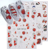 JMEOWIO 3D Nagelsticker Weihnachten Glitzer Nail Art Sticker Selbstklebend Nagelaufkleber 5D Stereoskopisk Schneeflocke Winterurlaub Süß Dekoration Nageldesign Zubehör 4 Blatt