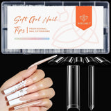 Modelones Nail Tips 216 bitar - Heltäckande Nail Tips Set, Soft Gel Tips Set, Pre-Polishing PMMA Resin Nail Tips, DIY Lime On Nail Art konstgjorda naglar, korta mandlar XS