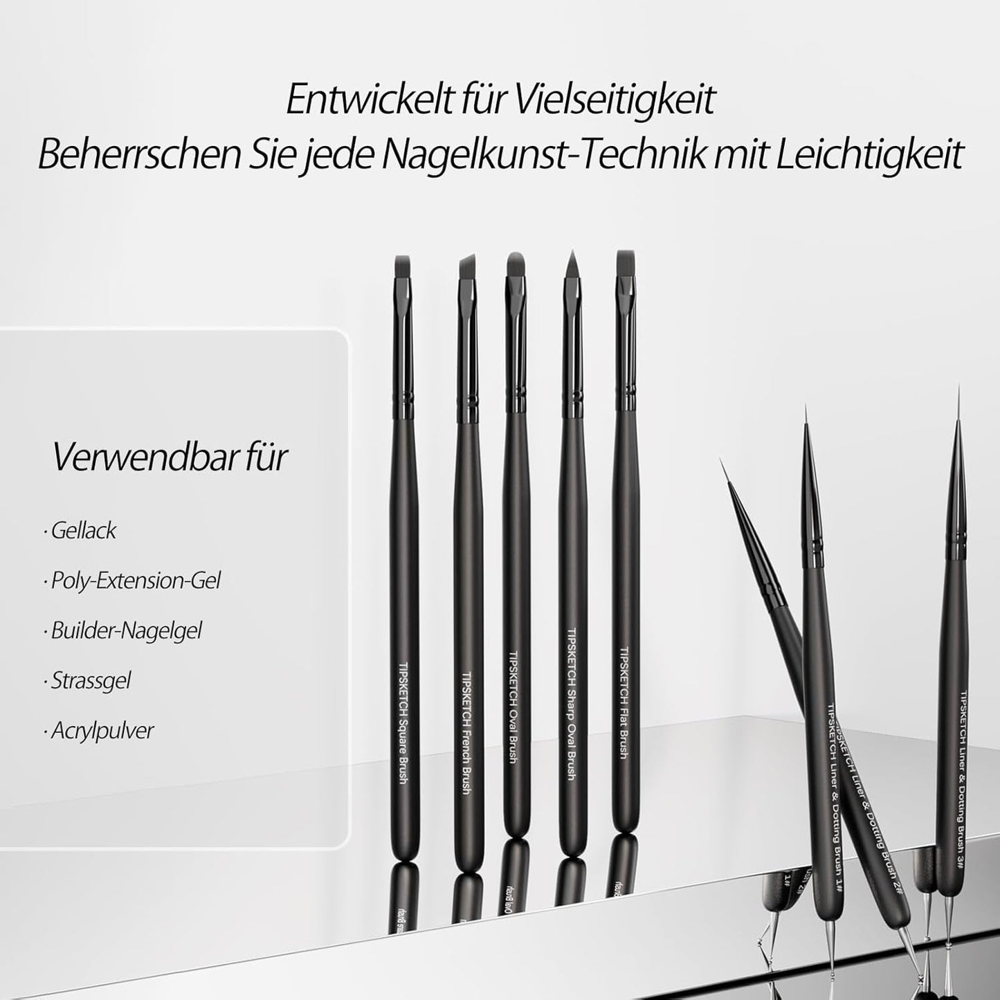 Nagel Pinsel 8 Stück Pinsel Für Gelnägel, Nageldesign Gel Pinsel Dotting Painsel Line Penna Für Nagelack Gel Acryl Nagel Pinsel Nailart Kit Acryl Pinsel Fineliner Nägel Selber Machen