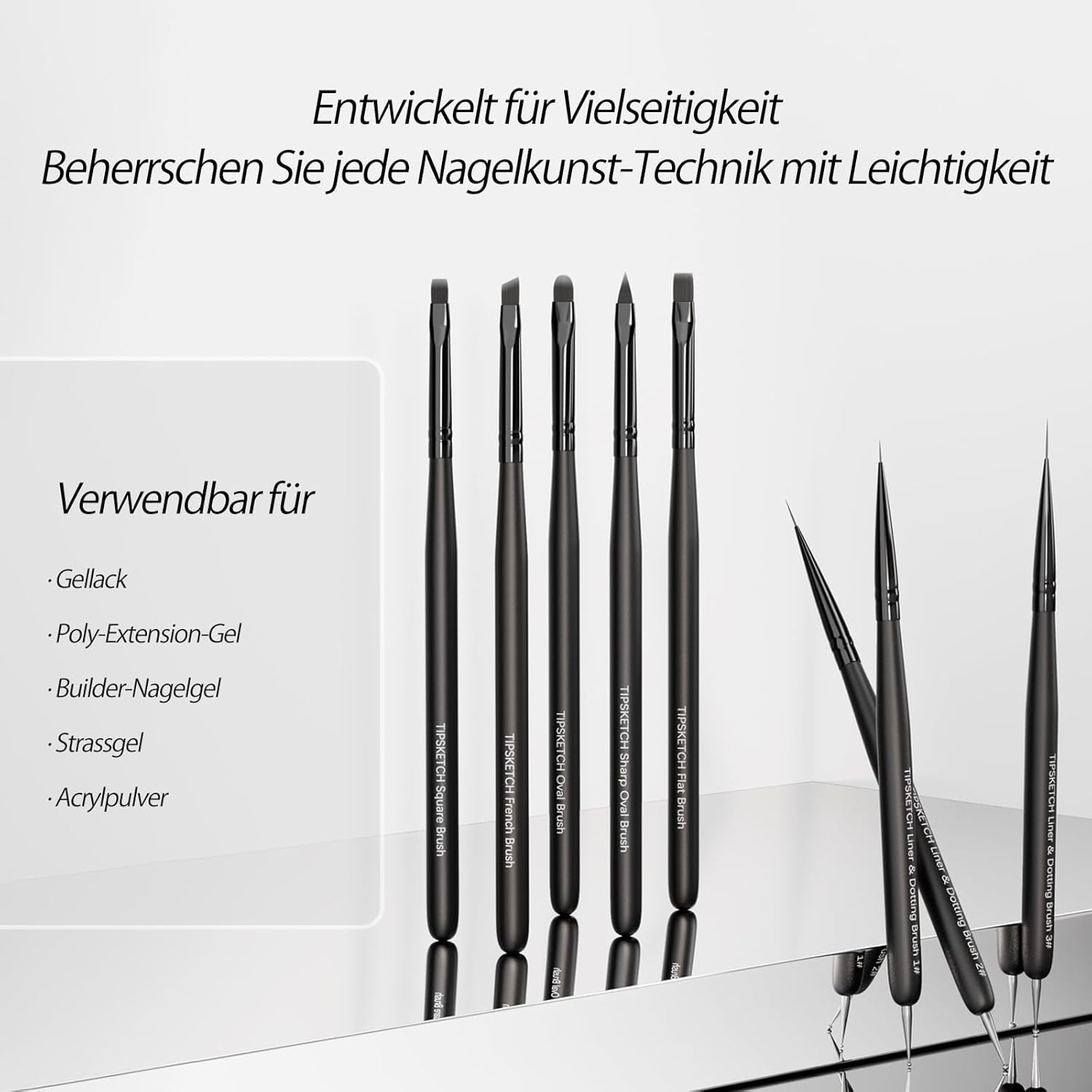 Nagel Pinsel 8 Stück Pinsel Für Gelnägel, Nageldesign Gel Pinsel Dotting Painsel Line Penna Für Nagelack Gel Acryl Nagel Pinsel Nailart Kit Acryl Pinsel Fineliner Nägel Selber Machen