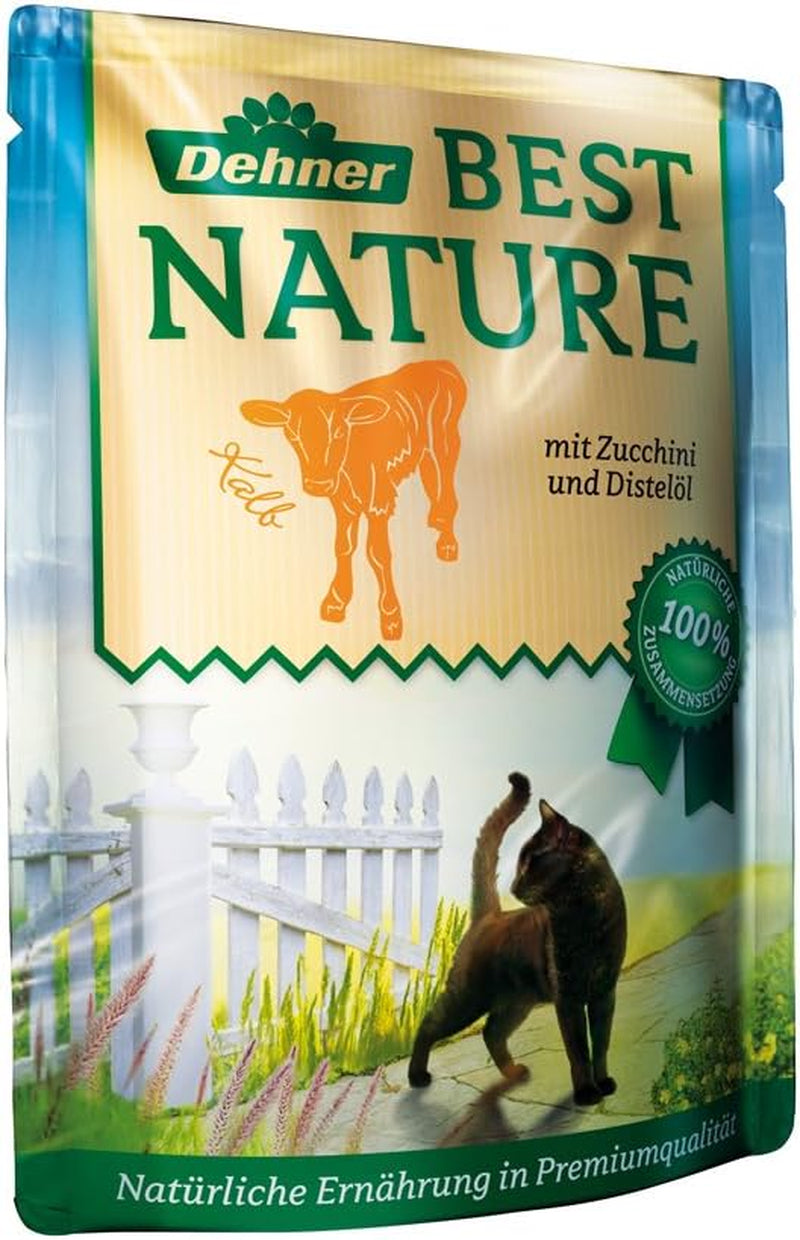 Dehner Best Nature Katzenfutter Multipack, Nassfutter, für ausgewachsene Katzen, je 2 x Kalb / Wild / Huhn / Kaninchen, 8 x 85 g påse (680 g)