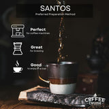 COFFEE CRUISE Santos Kaffeebohnen 1kg - Mittlere Röstung - Aroma Caramel - Für All Kaffeemaschinen - 100% arabiska
