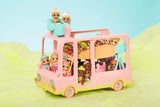 BABY född 904763 Baby Surprise Bus - rosa minidocka leksaksbuss med 2 exklusiva dockor, trippel sittvagn, gunga, karusell, rutschkana och trippelgunga.