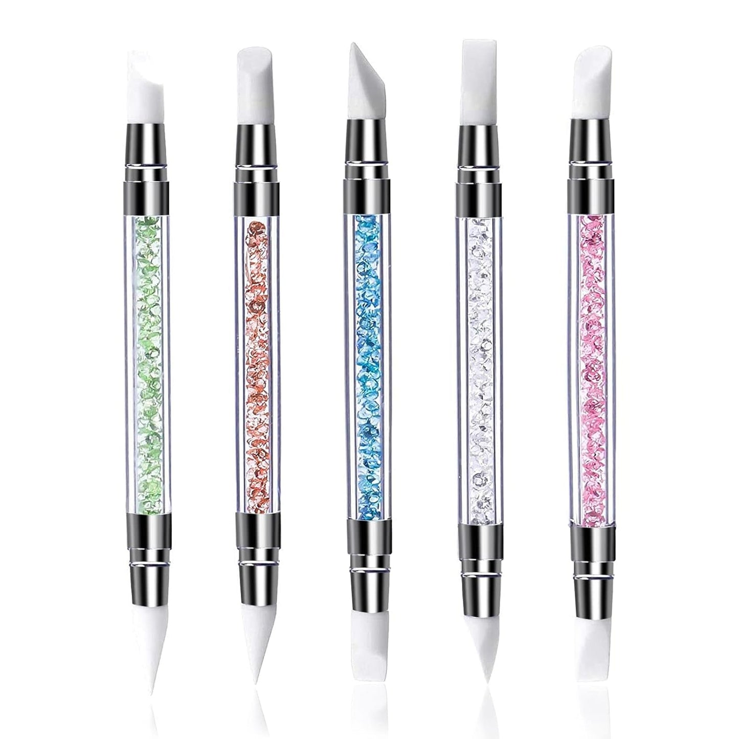 Qufiiry 5PCS Silikon Nagel Pinsel, Gel Schnitzen Pinsel, Silikon-Modellier Pinsel Set, Doppel Köpfe DIY Maniküre Werkzeug