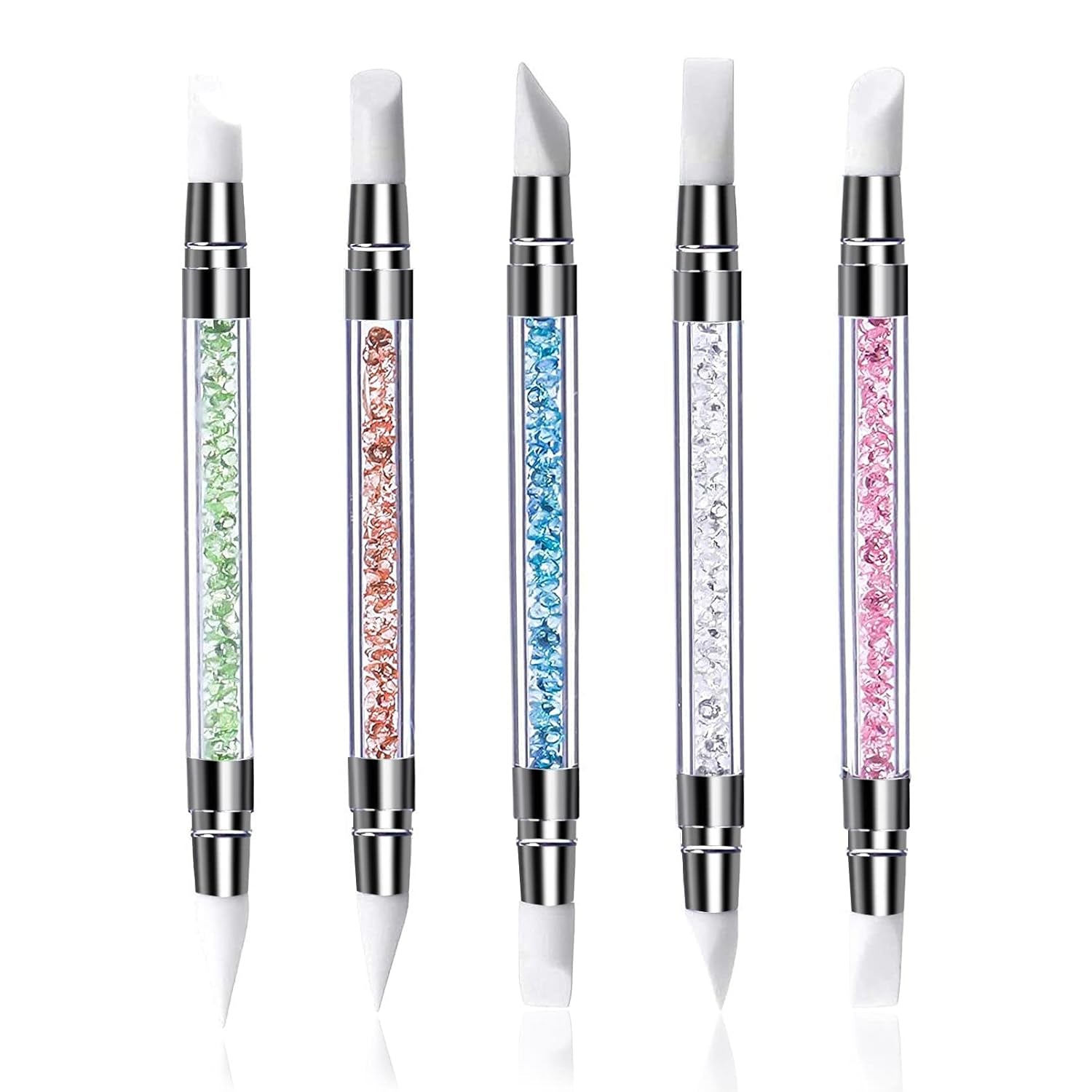 Qufiiry 5PCS Silikon Nagel Pinsel, Gel Schnitzen Pinsel, Silikon-Modellier Pinsel Set, Doppel Köpfe DIY Maniküre Werkzeug