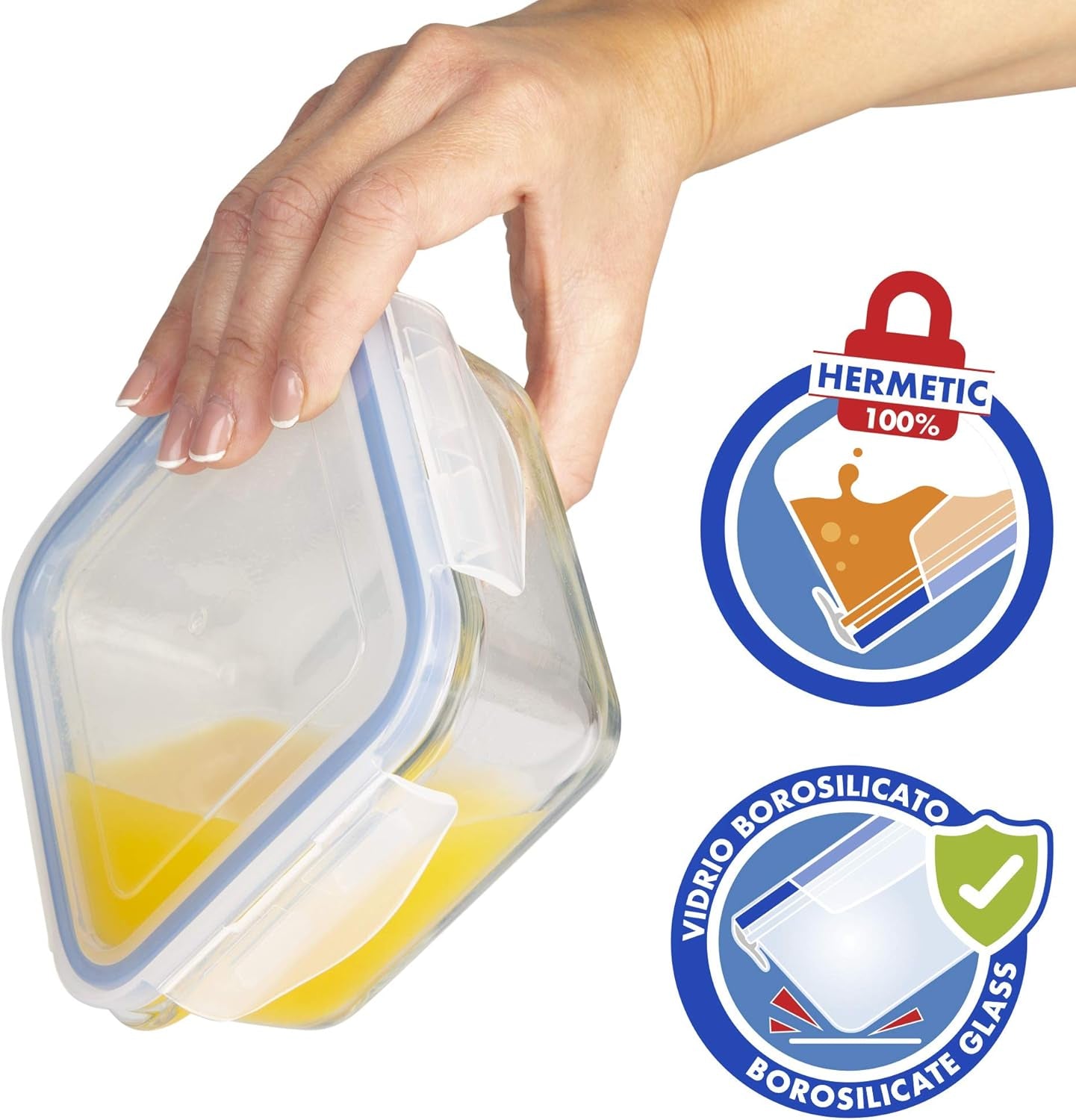 Max Home 8-packs glas lufttäta behållare Mikrovågsglas Lunchlåda Återförslutningsbara matbehållare 550ml klara lock Matbehållare (16538) Matförvaringslådor Naty Shop
