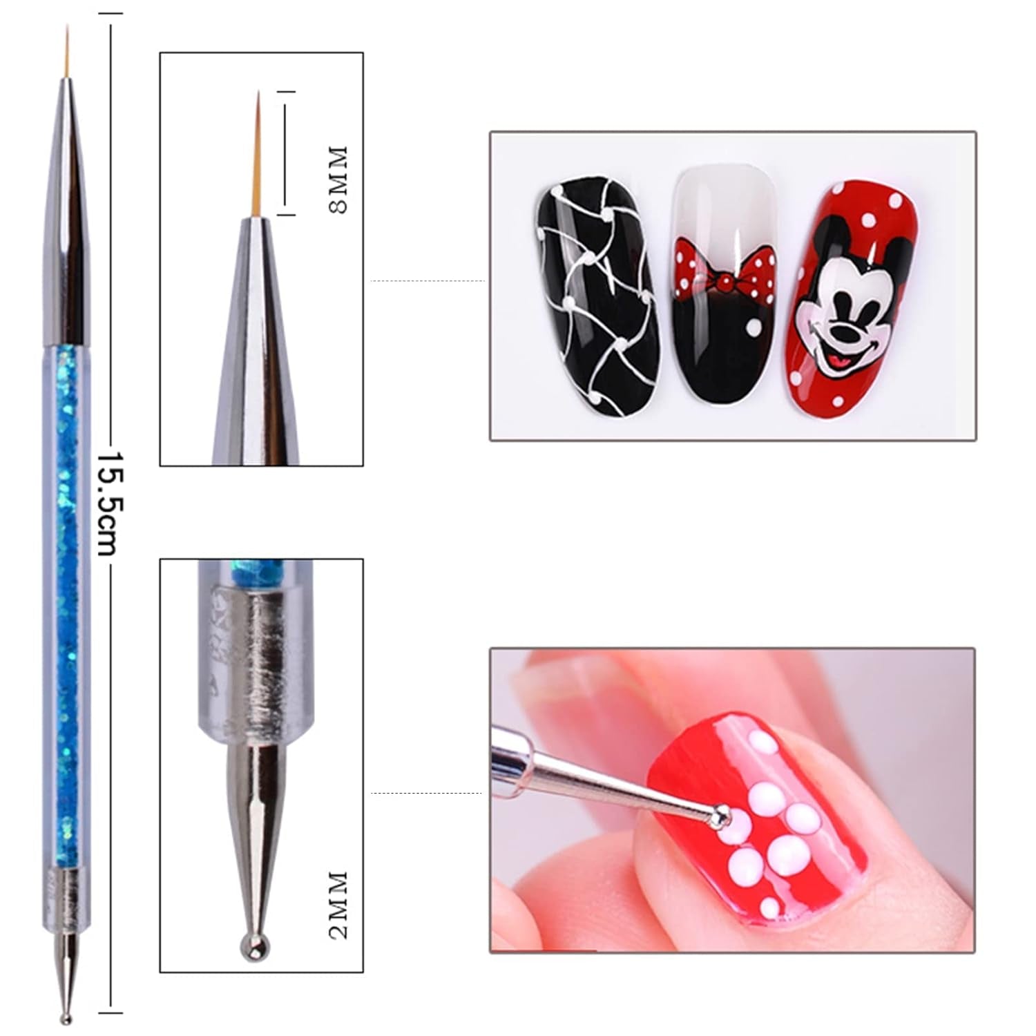 Nagel Art Fineliner Pinsel[5 Stück],Nagel Art Liner Pinsel,Professionel Detail Pinselet,Nagellack Pinsel,Für Nagel Art Design Painting Salon,Nageldesign Nagel Fußpflege