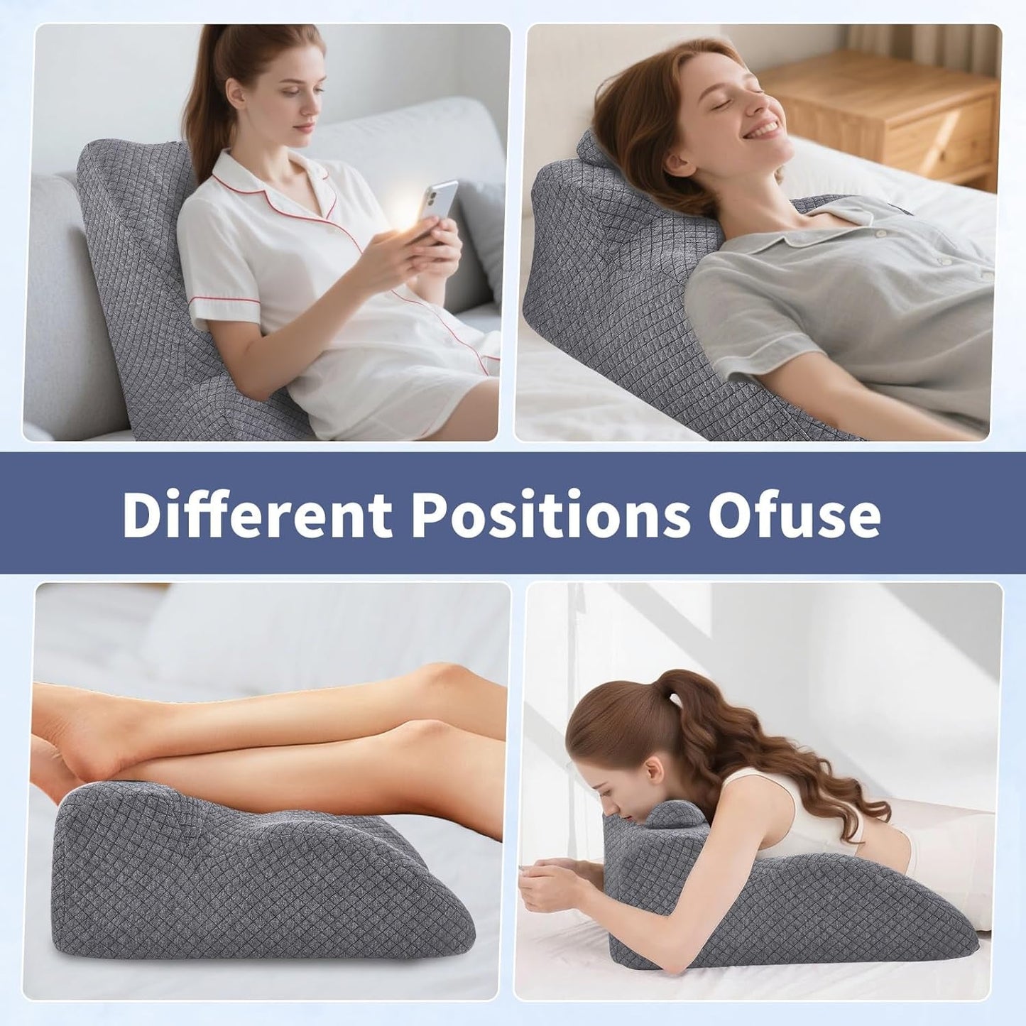 Läskudde - Ryggkudde, Justerbart Nackstöd, Läskudde med Memory Foam för sängen, Ergonomisk Nacke- och Benkudde i ryggen, svankstödskudde