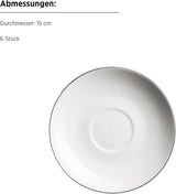 MÄSER Felise-serien, elegant kaffeservering för 6, tidlös, svart kant, porslin, vit