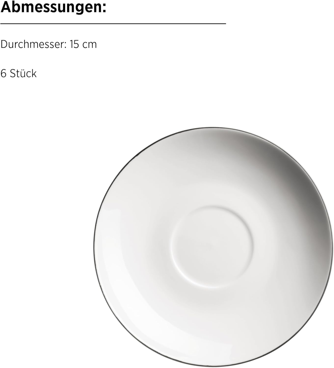 MÄSER Felise-serien, elegant kaffeservering för 6, tidlös, svart kant, porslin, vit