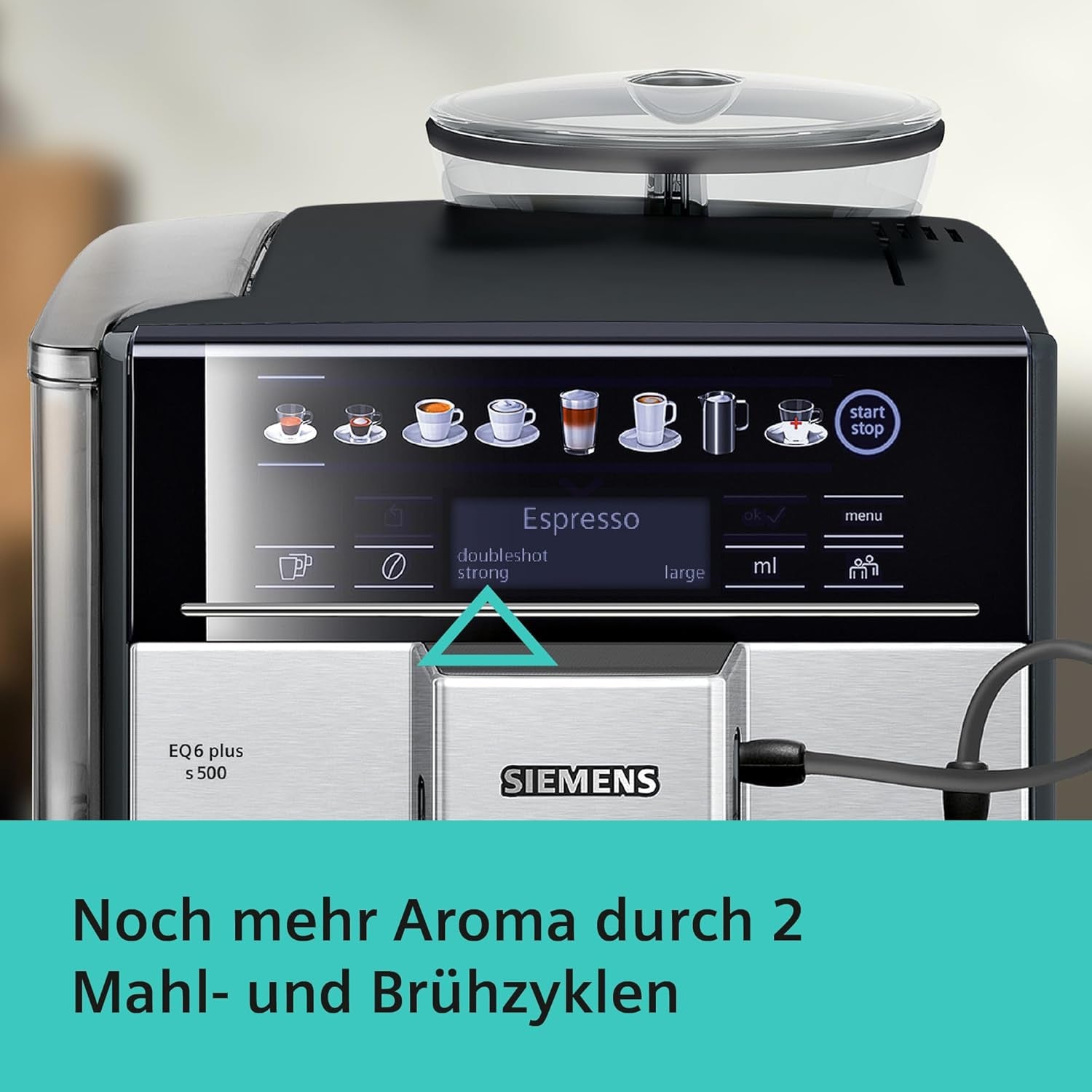 Siemens EQ.6 plus s300 automatisk espressomaskin TE653501DE, för många kaffespecialiteter, mjölkskummare, keramisk kvarn, dubbel kaffefunktion, anti-kalk, automatisk ångrengöring, 1500 W, silver