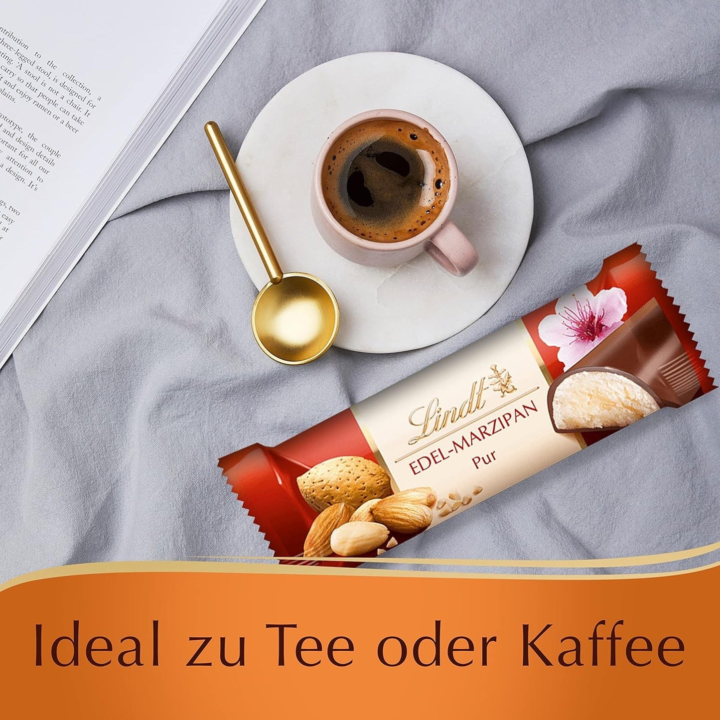 Lindor Choklad Topppresentation | 1718 g och chokladkakor med marsipan | 25 barer x 50g i en diskdisplay | 1250 g | Ren marsipan täckt med mörk choklad | Chokladkakor