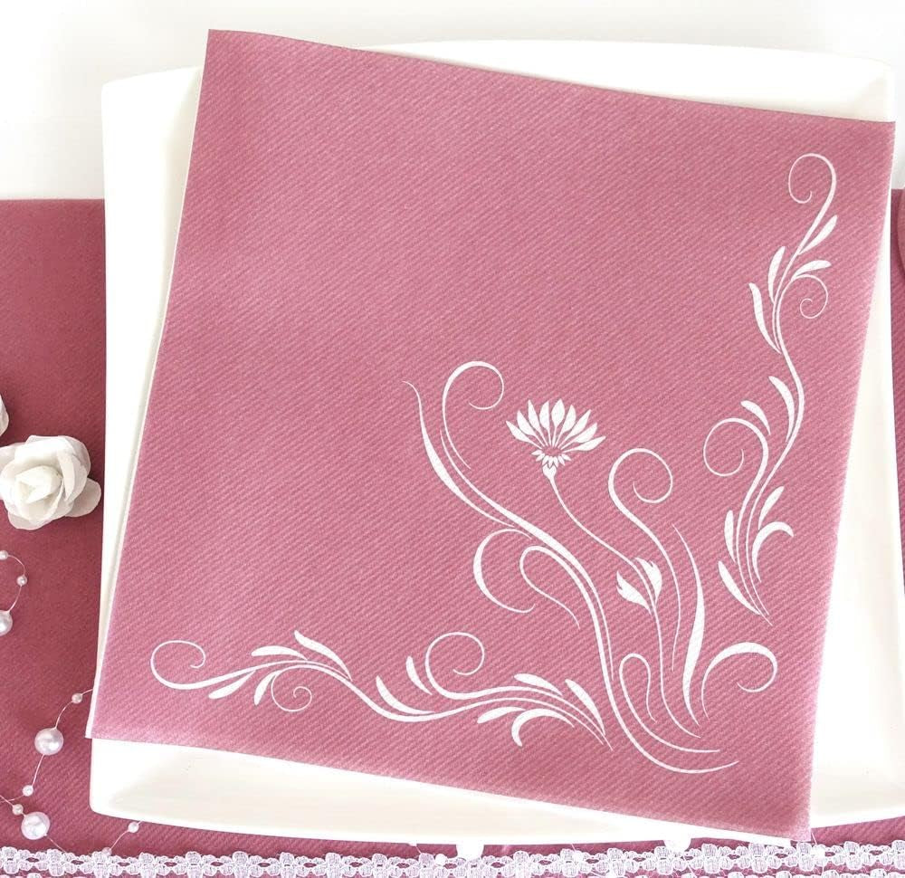 Appartina Elegantia 40X40 Cm Tygliknande luftlagda servetter, högkvalitativ bröllopsservett, tygliknande bröllopsservetter Engångsservetter för olika tillfällen (Dusky Pink)