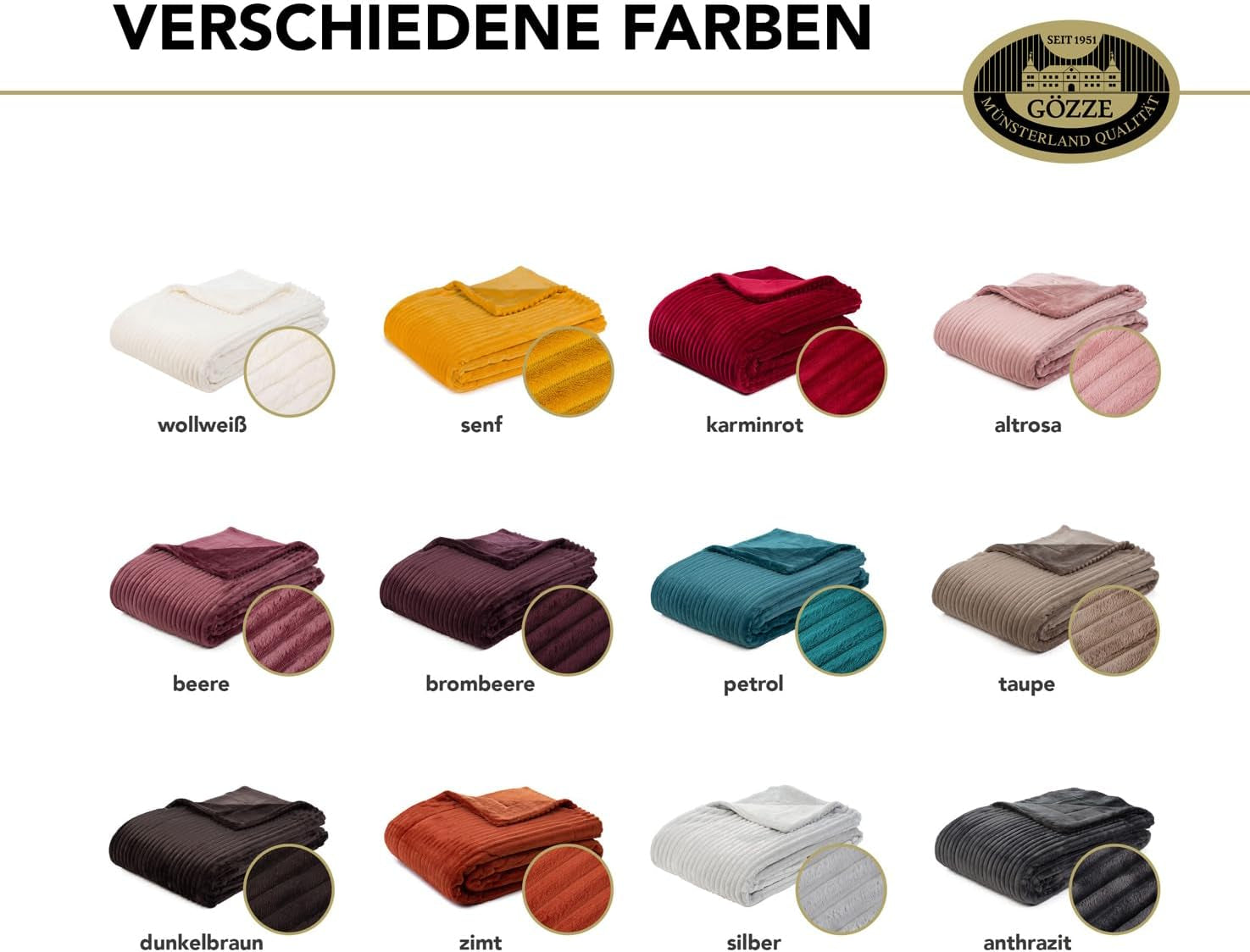 Gözze - Bekväm och mjuk filt i manchesterlook, 1620G/styck, 150 X 200 Cm - kanel Sängar och filtar Besuche den Gözze-Store