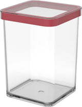 Rotho Loftset med 5 förvaringsburkar med lock, olika storlekar, BPA-fri matplast (PP), Transparent/Röd, (21,4 x 21,4 x 23,5 cm) Matförvaringslådor Naty Shop 1 L Square