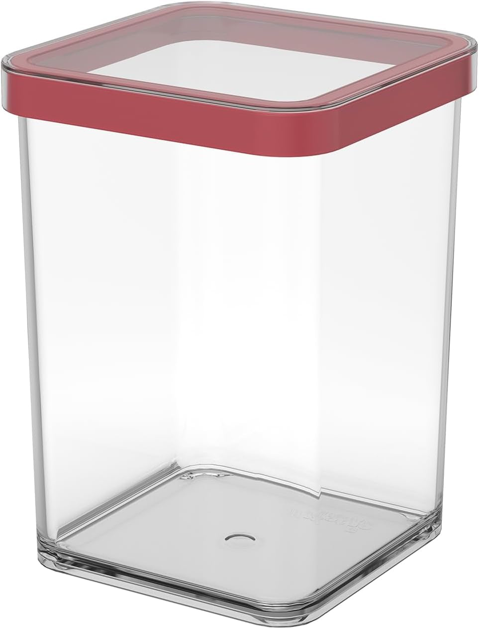 Rotho Loftset med 5 förvaringsburkar med lock, olika storlekar, BPA-fri matplast (PP), Transparent/Röd, (21,4 x 21,4 x 23,5 cm) Matförvaringslådor Naty Shop 1 L Square