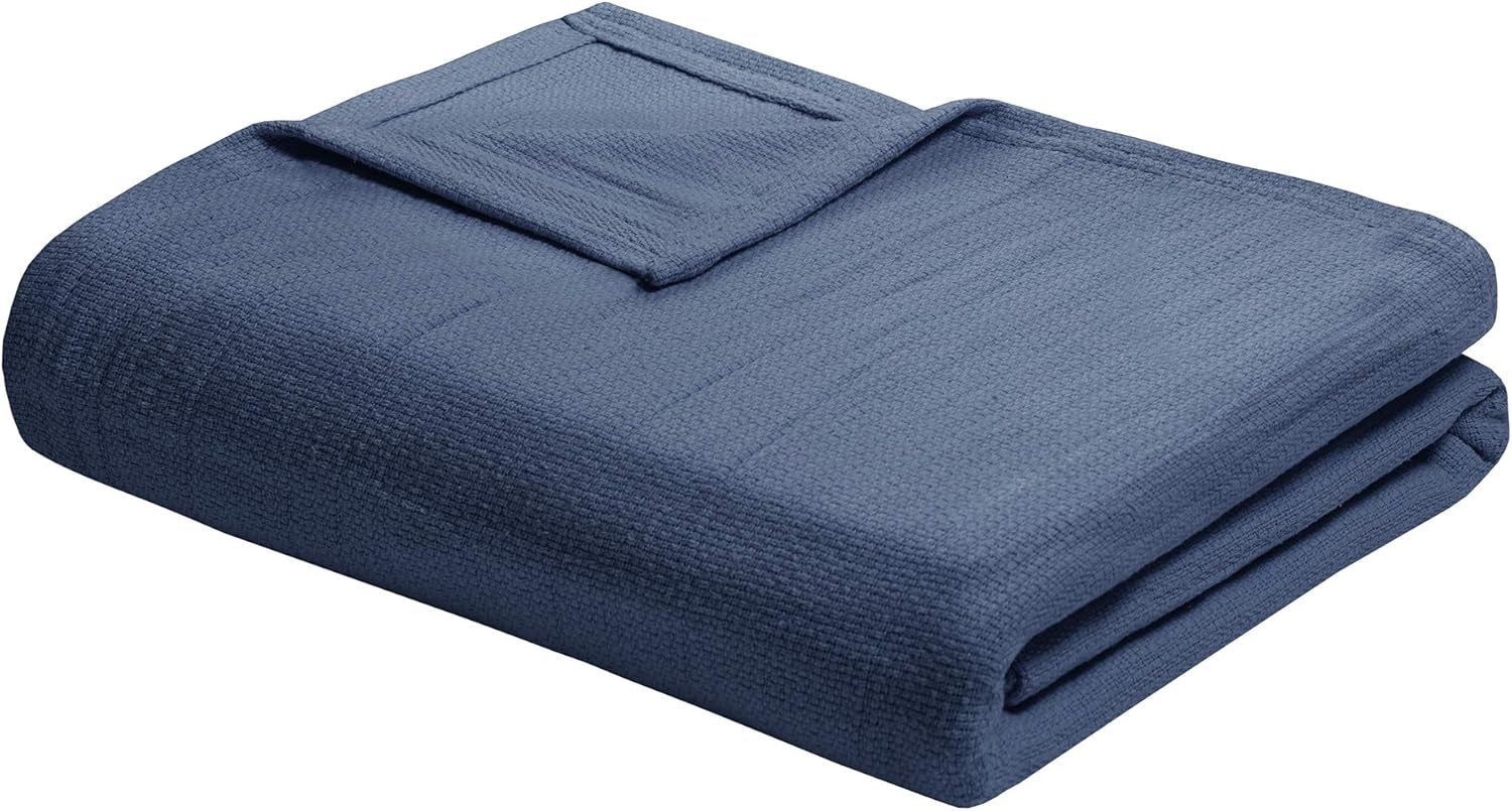 Madison Park Freshspun Wicker Cotton Blanket Twin Grå sängar och filtar Madison Park Navy Twin