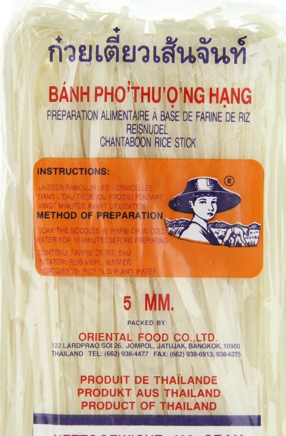 Risnudlar - thailändska, 5 mm breda risbandsnudlar, gjorda av rismjöl - 17 x 400 g