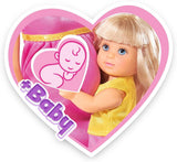 Simba 105733673 - Steffi Love Happy Family, gravid docka, Kevin, Evi och baby med barnvagn, 11 delar, tillbehör, 30 cm, 3+