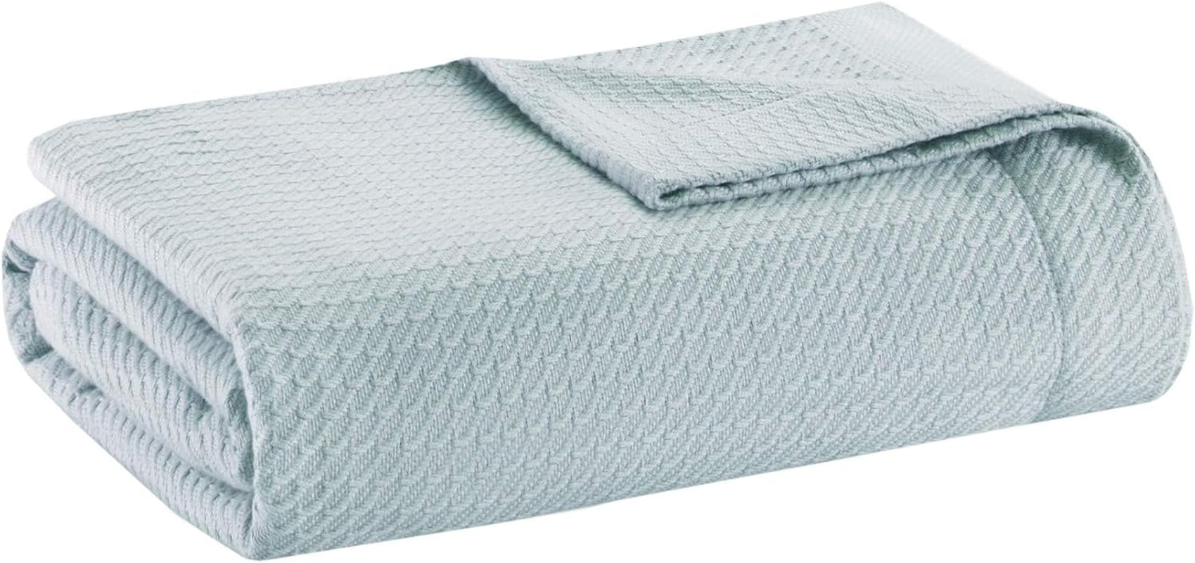Madison Park 100 % egyptisk bomull Andas täckefilt Premium Stickad Lyxsäsong Lättviktsöverdrag för bäddsoffa och soffa Full/Queen Bed Rose Naty Shop Täcken och Täcken Ljusblå Full/Queen