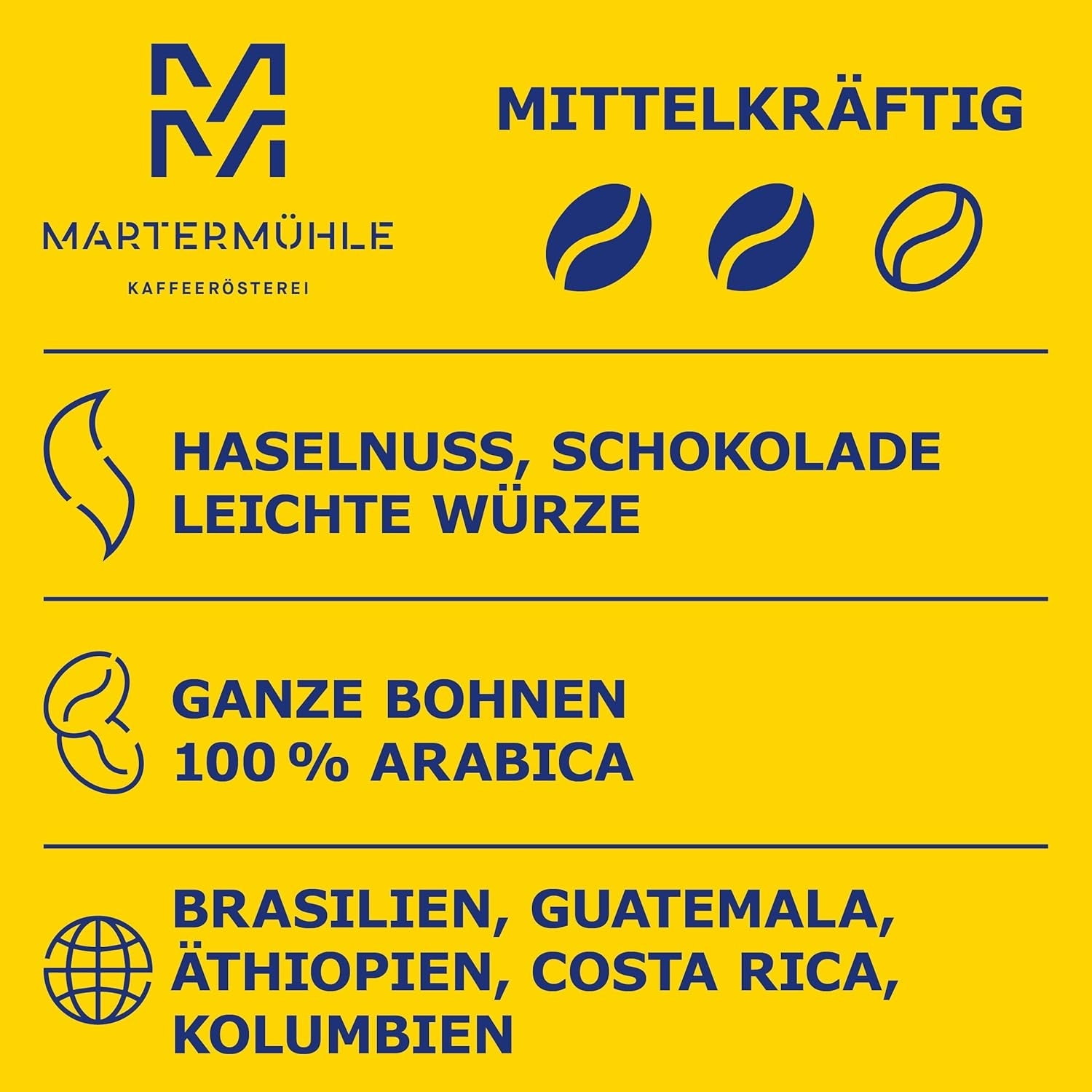 Martermühle Aßlinger Mischung Kaffeebohnen 1kg I Arabica I Smaker: Haselnuss, Leichte Würze, Schokolade I Ganze Kaffee-Bohnen schonend geröstet, säurearm