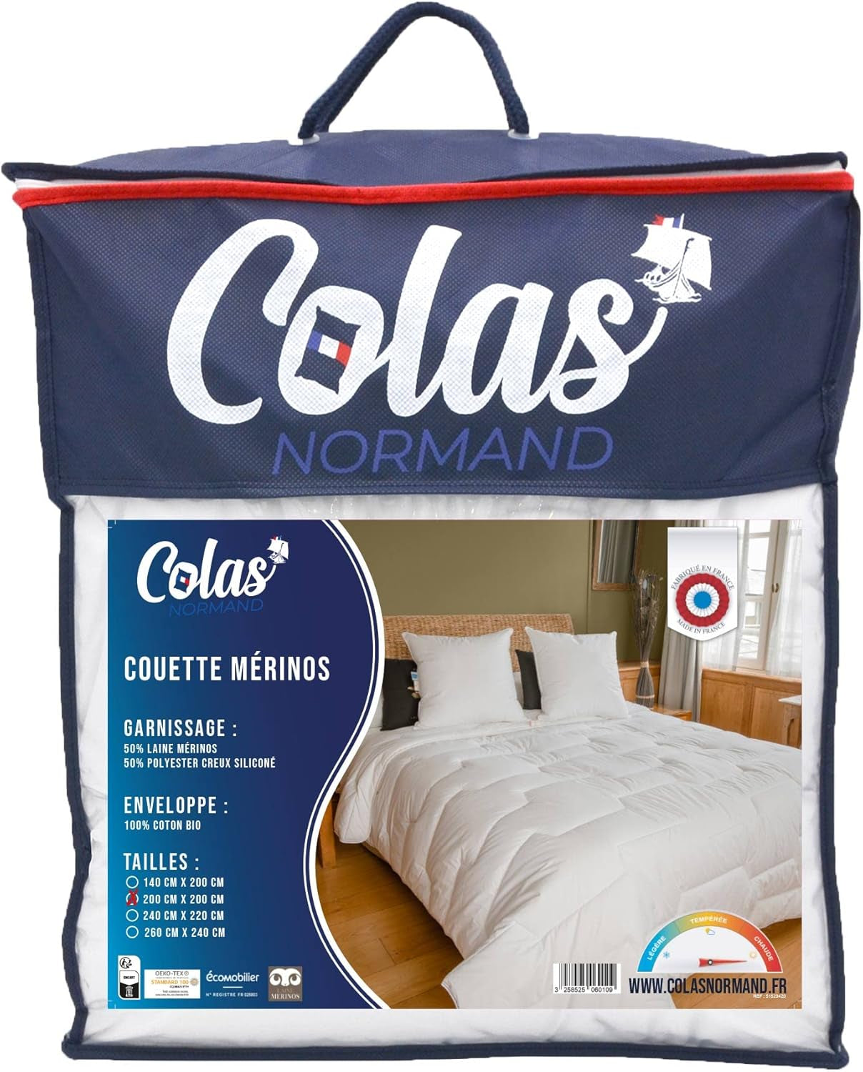 COLAS NORMAND Täcke, 200 X 200 Cm, ekologisk bomull och merinoull, varm, maskintvättbar i 30 °C Täcken och täcken Naty Shop Standardtitel