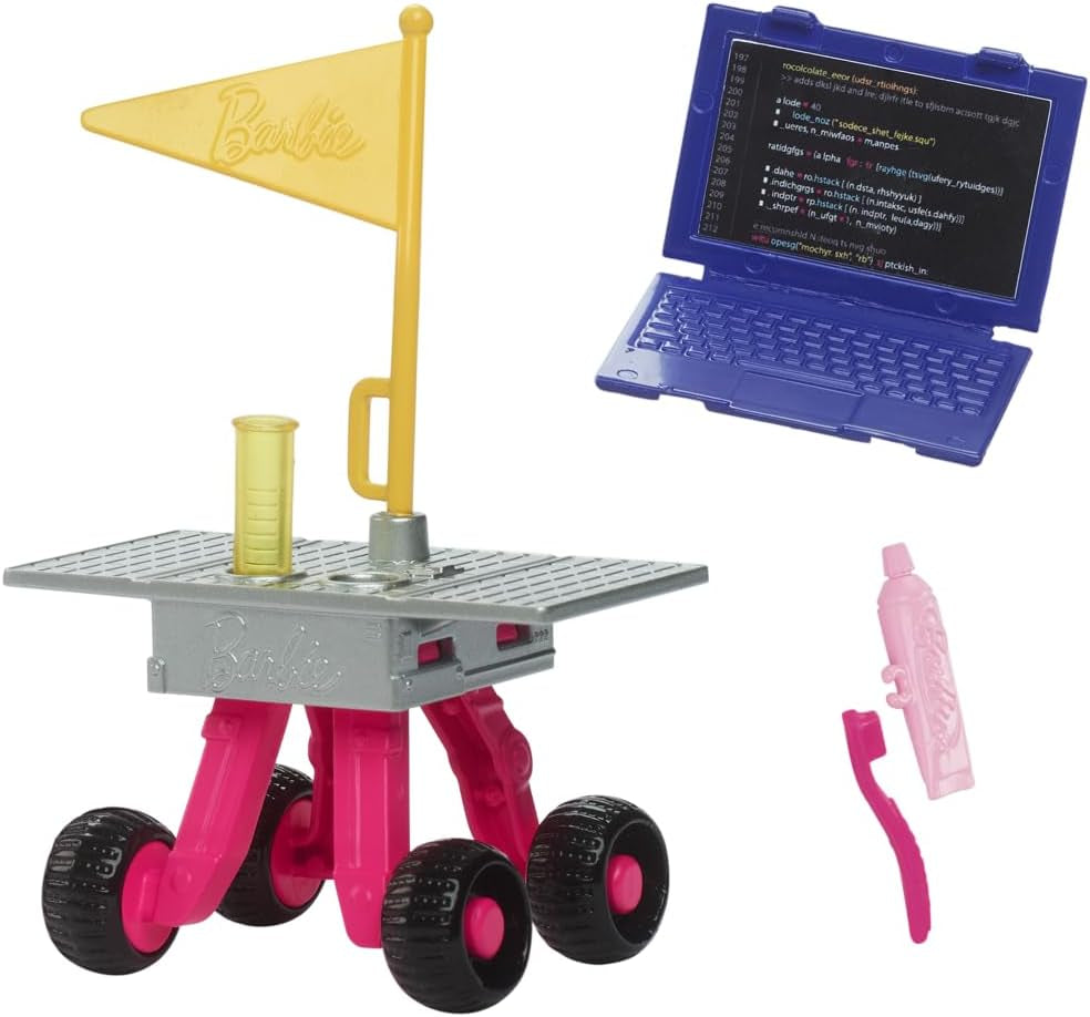 Barbiedocka för 65 år och 10 tillbehör, Astronautset för brunettdockor, Rover med hjul, rymdhjälm med byte av visir och mer, HRG45