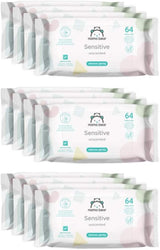 Naty Shop Mama Bear Sensitive Baby Wipes Oparfymerade 64 Count (pack om 12)