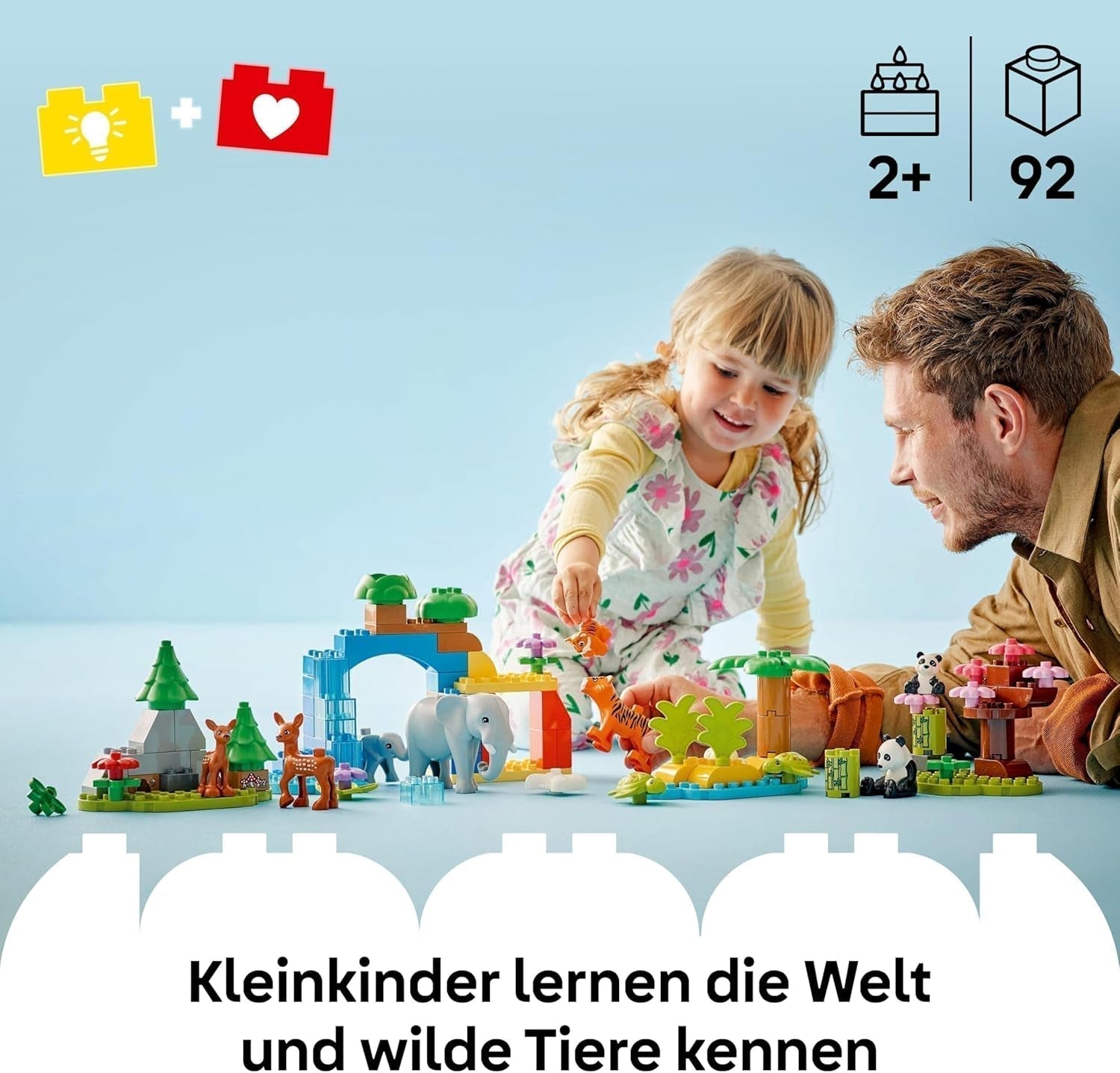 LEGO DUPLO Town Wild Animal Familjer 3-i-1-set, pedagogisk leksak för småbarn med sköldpaddor, tigrar, elefanter, rådjur, pandor, set för förskolebarn från 2 år, Byggleksak med djurfigurer 10446 Byggset Beuche den LEGO-Store