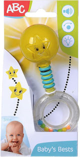 Simba 104010060 - ABC tänder skallra, lyser vid skakning, 14cm, babyleksak, babyskaller, första utrustning, från 3 månader, gul Jucarii Bebe Naty Shop Standardtitel