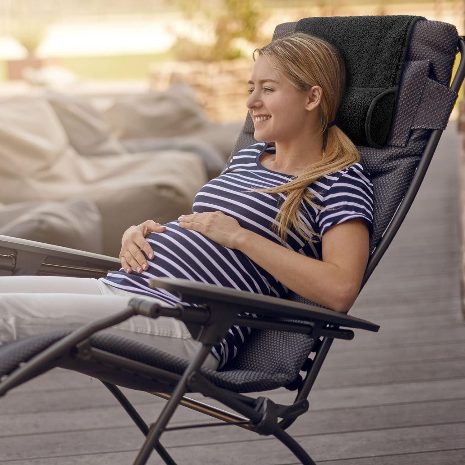 Chaise Lounge Nackkudde Huvudkudde Plysch Justerbar Kudde Nackrulle Halkfri fleece soffa Nackhuvudstödskudde för resor Hemma Chaise Lounge Soffa Fåtölj (svart)