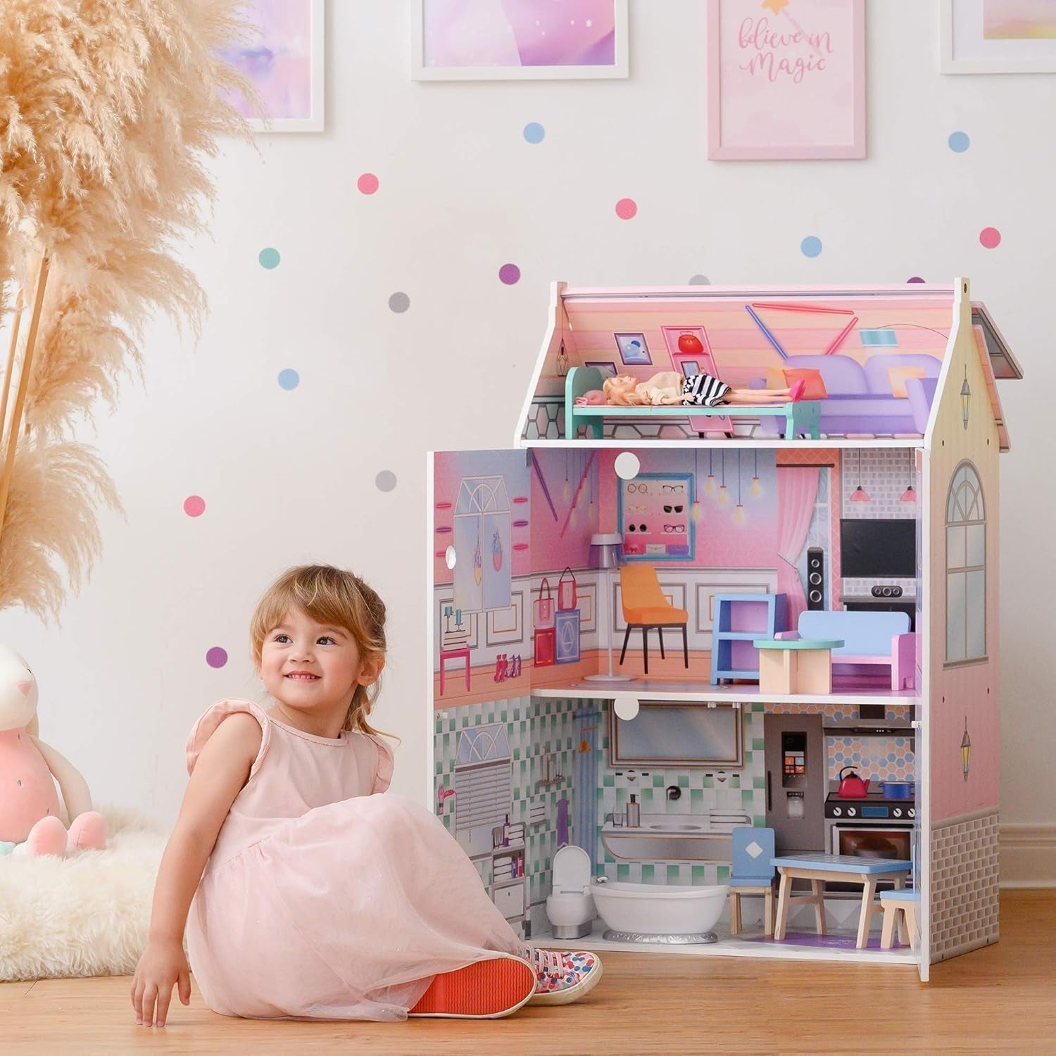 Olivias Little World Glasshouse Kids 12" Dockhus & 10 docktillbehör 3,5" Multi Td-12518D Dockhus Naty Shop